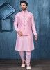 Readymade Pink Kurta Pajama & Nehru Jacket