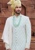 Blue Embroidered Sherwani With Stole