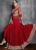 Indian Clothes - Buy Red Georgette Anarkali Suit with Pant Online UK, USA