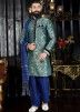 Indian Groom Outfit: Buy Readymade Blue Jacquard Wedding Sherwani for Men