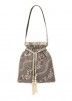 Brown Embroidered Silk Potli Bag