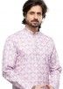 Pink Father Son Digital Printed Kurta Pajama In Cotton