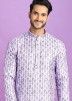 Purple Readymade Digital Printed Mens Cotton Kurta Pajama