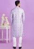 Purple Readymade Digital Printed Mens Cotton Kurta Pajama