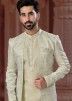 Pastel Green Readymade Mens Jacket Style Sherwani Set