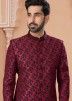 Readymade Embroidered Mens Jacquard Sherwani In Maroon