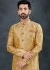 Readymade Woven Jacquard Mens Sherwani Set In Golden