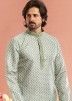 Green Digital printed Men's Kurta Pajama