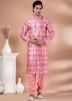 Pink Readymade Digital Printed Cotton Mens Kurta Pajama