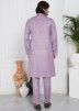 Purple Plain Readymade Cotton Mens Kurta Pajama