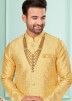 Yellow Mens Kurta Pajama & Woven Nehru Jacket