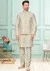 Cream Kurta Pajama & Woven Nehru Jacket