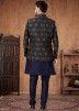 Blue Readymade Mens Silk Indowestern Sherwani & Jacket 
