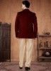 Maroon Palin Velvet Readymade Bandh gala Jodhpur Suit