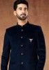 Readymade Plain Bodhgaya Jodhpur Velvet Suit In Navy Blue