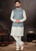 Readymade Mens kurta Pajama & Nehru Jacket In Off White