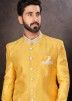 Yellow Readymade Mens Plain Sherwani In Art Silk