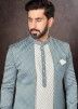 Off White Readymade Mens Art Silk Jacket Style Sherwani In Embroidery
