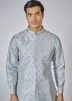 Grey Readymade Mens Silk Nehru Jacket & Kurta Pajama 