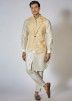 Off White Readymade Silk Mens Kurta Pajama & Nehru Jacket