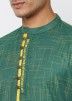 Green Printed Cotton Readymade Mens Kurta Pajama