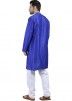 Readymade Dupion Silk Mens Kurta Pajama In Royal Blue