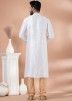 White Woven Kurta Pajama In Jacquard 