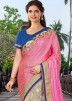 Pink Silk Saree with Embellished Blouse 