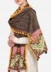 Brown Cotton Embroidered Casual Dupatta