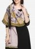 Grey Floral Embroidered Dupatta In Cotton