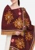 Maroon Laced Casual Dupatta In Cotton 