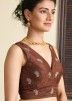 Brown Embroidered Readymade Blouse