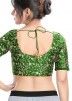 Embellished Saree Blouse In Green
