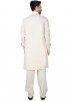 Readymade Cream Linen Pathani Suit Set