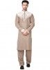 Buy Readymade Brown Linen Pathani Suit for Men Online in USA