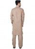 Readymade Brown Linen Pathani Suit Set