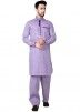 Buy Readymade Purple Linen Pathani Suit for Men Online in USA