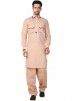 Buy Readymade Peach Linen Pathani Dress for Man Online in USA