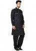 Readymade Black Linen Pathani Suit Set