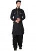 Pathani Dress: Black Linen Pathani Suit for Mens Online Shopping USA