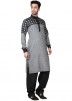 Readymade Grey Linen Pathani Suit Set