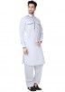 Readymade White Linen Pathani Suit Set