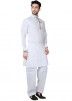 Readymade White Linen Pathani Suit Set
