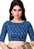 Designer Blue Color Cotton Blouse for Saree Online Shopping