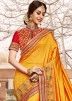 Golden Banarasi Silk saree with Heavy Blouse