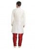 White Art Silk Readymade Sherwani Breeches Set