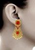 Golden Red Stone Studded Traditional Earrings
