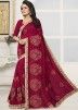 Maroon Embroidered Georgette Saree with Blouse