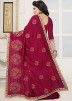 Maroon Embroidered Georgette Saree with Blouse