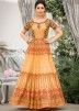 Orange Digital Printed Art Silk Gown